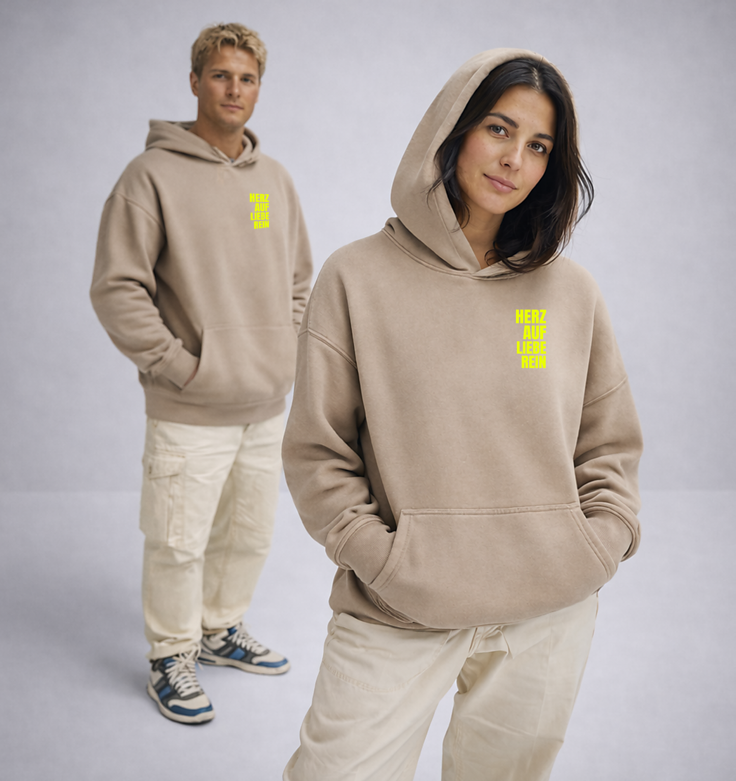 Unisex Oversized Hoodie - Herz Auf Liebe Rein