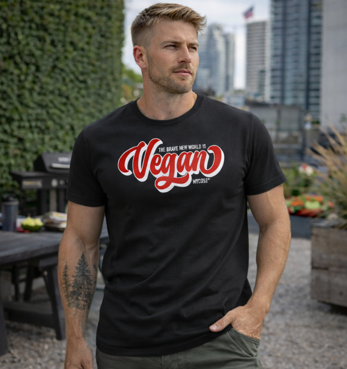 Herren T-Shirt Brave New World is VEGAN